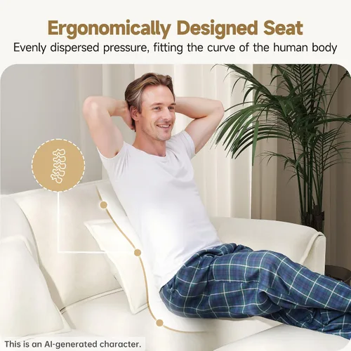 Vista 6 de Real Relax 145'' Sofá seccional modular, sofá convertible de 4 plazas con chenilla, 8 almohadas y 2 reposabrazos para sala de estar, oficina