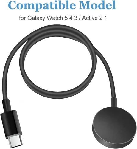 Vista 5 de Compatible con Galaxy Watch 8 7 6 5 Pro 4/4 Classic Charger, cable de carga USB tipo C Dock de 3.3 pies / 39.4 in