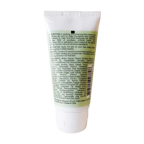 Vista 2 de Crema de pies de aromaterapia con lavanda, eucalipto, salvia y algas marinas – 2 fl oz (2.0 fl oz) – 10 extractos botánicos naturales para piel seca