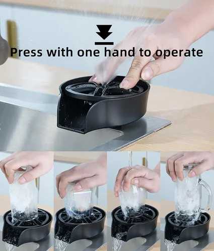 Vista 6 de Enjuagadora de vidrio para fregadero de cocina, boquilla giratoria de 360 grados con diseño de pulverización extraíble, enjuague de vidrio de barra