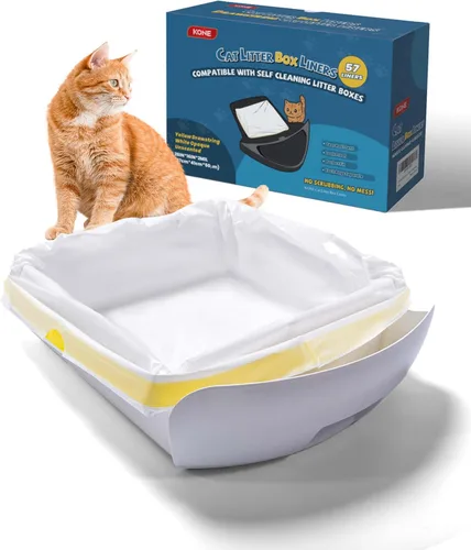 Vista 8 de KONE 45 forros para cajas de arena para mascotas, bolsas automáticas de arena para gatos, bolsas de basura para gatos con cordón grueso y a prueba