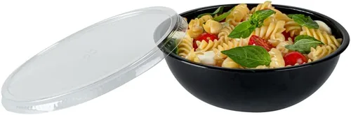 Vista 10 de Restaurantware Ensaladeras de plástico de 21 onzas, 200 cuencos de plástico desechables reciclables, grandes tazones de plástico negro para llevar