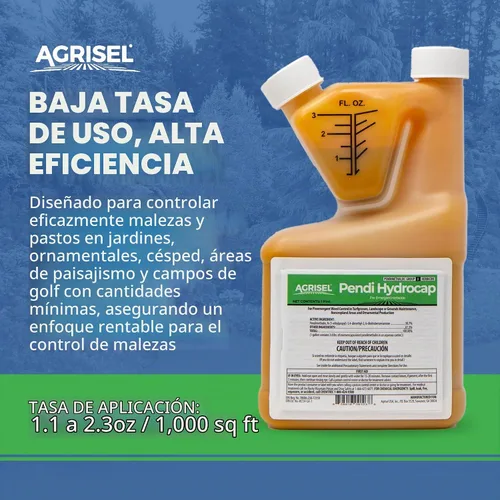 Vista 5 de Agrisel Pendi Hydrocap Herbicida, Fórmula Pre-Emergente, Eficaz contra Más de 40 Malezas de Hoja Ancha y Pastos, Sin Manchas, Se Mezcla Fácilmente