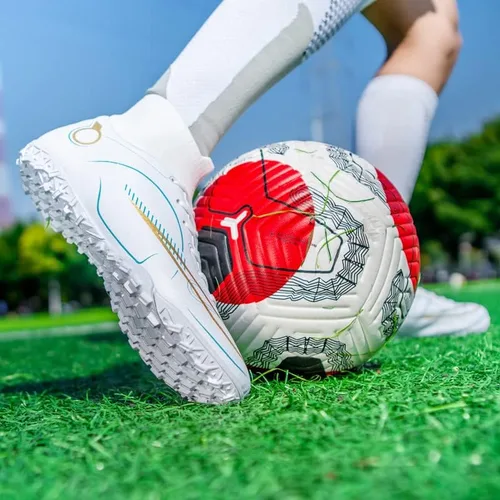 Vista 7 de JIEBUNIAO Botas de fútbol para hombre, zapatos de fútbol profesionales de alta calidad, para interiores y exteriores, cómodos tenis atléticos