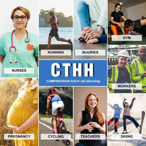 Vista 7 de 57 pares de calcetines de compresión de cobre para mujeres y hombres, circulación de 20-30 mmHg, el mejor apoyo para correr, atletismo, enfermería