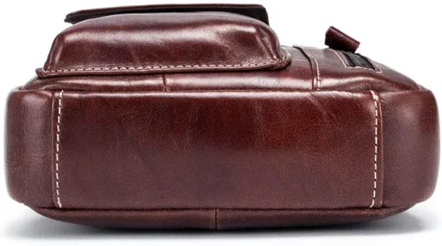 Vista 5 de BULLCAPTAIN Bolso bandolera de cuero genuino para mujeres y hombres, bolsa cruzada de hombro pequeña para hombres, bolsa de mensajero de viaje