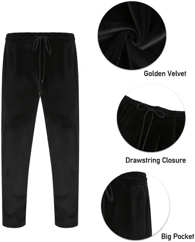 Vista 6 de KISSQIQI Velour Tracksuit Mens 2 Piece Velvet Zipper Jacket Drawtsring Waistband Sweatpants Sweatsuits Set Casual Outfits