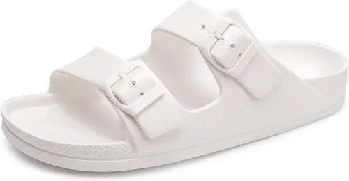 Vista 75 de FUNKYMONKEY - Sandalias bajas cómodas para mujer, hechas de etilvinilacetato, ajustables con hebilla doble