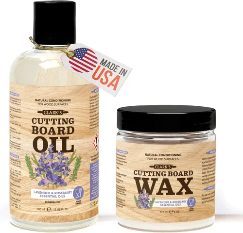 Vista 9 de CLARK'S Kit de cuidado de tabla de cortar con aceite de coco, incluye aceite de bloque de carnicero y cera, fabricado con aceite de coco refinado