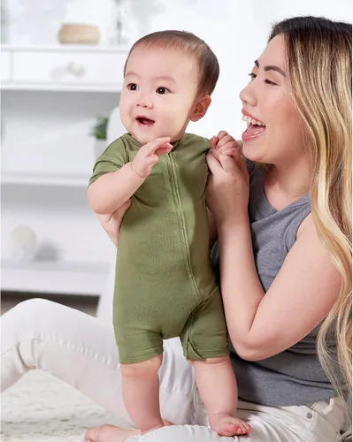 Vista 4 de Gerber Mameluco unisex de manga corta suave para bebé con viscosa hecho de eucalipto