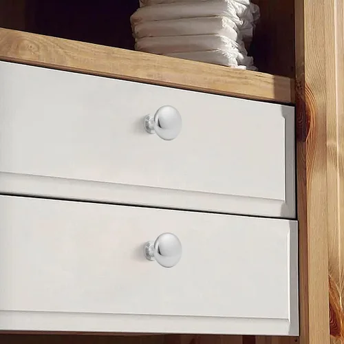 Vista 4 de Paquete de 10 pomos y tiradores cromados pulidos de 1-1/5 pulgadas de diámetro para gabinete, cocina, dormitorio, baño, baño, perillas y tiradores