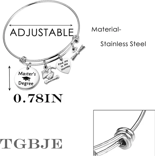 Vista 6 de TGBJE Regalo de graduación de maestros, pulsera con texto en inglés Find Joy In The Journey, regalo de graduación universitaria, regalo de maestría