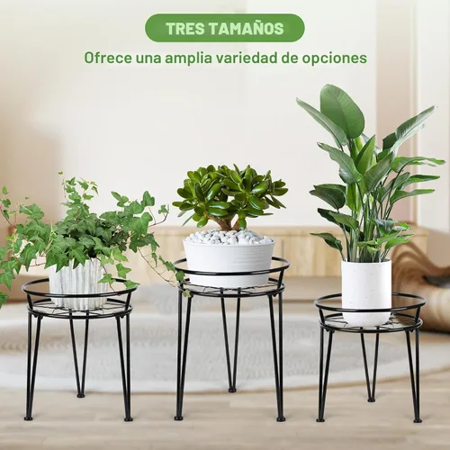 Vista 5 de Soporte de metal para plantas, soporte para plantas interiores y exteriores, flores metálicas inoxidables, soportes para plantas urbanas y rústicas