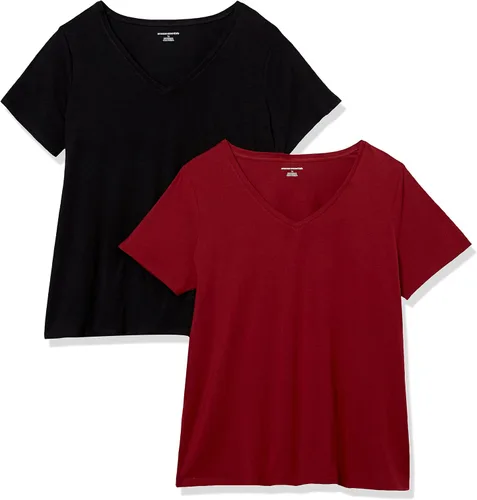 Vista 14 de Amazon Essentials - Camiseta de manga corta y cuello en V para mujer (disponible en tallas extragrandes)