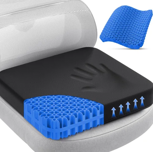 Vista 12 de TushGuard Cojín de asiento de gel para estar sentado durante mucho tiempo Negro y azul