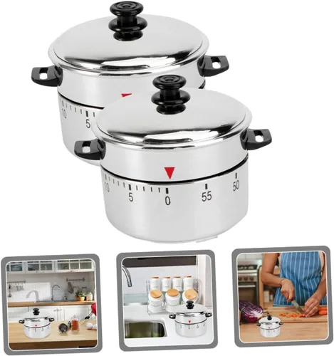 Vista 9 de SHOWERORO Temporizador de 2 piezas, herramientas para barbacoa, temporizadores digitales, cadenas de acero inoxidable, forma de cocina, temporizador
