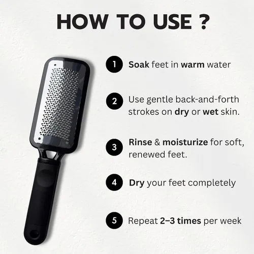 Vista 5 de Podología de mandíbulas lima de pies grande y removedor de callos para pies - Negro plateado Professional Stainless Steel Pedicure Foot Rasp for