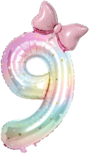Vista 6 de Globos grandes de 40 pulgadas, diseño de cielo estrellado número 5, globos de mariposa, globos gigantes de helio de Mylar con números 5, suministros