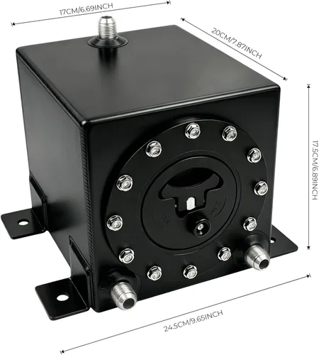 Vista 2 de Tanque universal de celda de combustible de 1 galón 4L con tapa y remitente de nivel de aluminio pulido negro