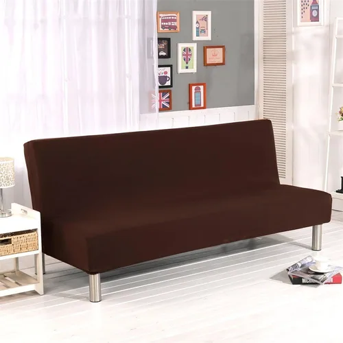 Vista 13 de Funda de sofá cama sin brazos de color sólido, poliéster spandex elástico, funda para futón de 3 plazas, completamente plegable, protector de sofá