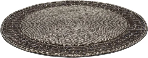 Vista 5 de Cargador de cuentas redondas de 13 pulgadas gris antiguo y borde circular - Manteles individuales navideños y festivos Gris envejecido