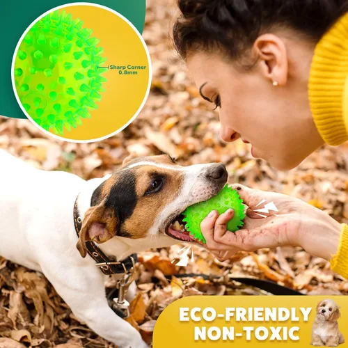 Vista 5 de PUPTILY Pelota interactiva con 2 funciones diferentes para perros de 2.5 pulgadas, bolas chirriantes para perros, juguetes y dentición de cachorros