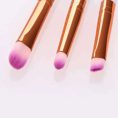Vista 5 de Cepillo de maquillaje de cerdas de nailon con mango de madera, kit de brochas de rubor en polvo para mujer (T- 03-005) para mujeres y niñas