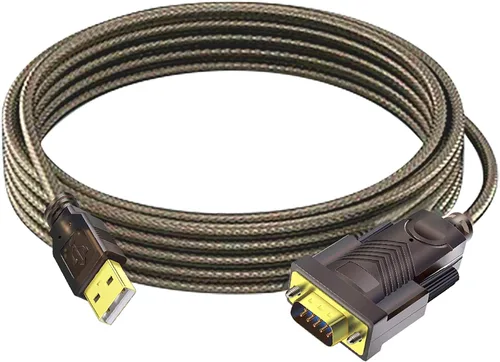 Vista 7 de Adaptador USB a RS232 con chipset FTDI: 6 pies USB 2.0 macho a RS232 hembra DB9 cable convertidor serie para caja registradora, módem, escáner