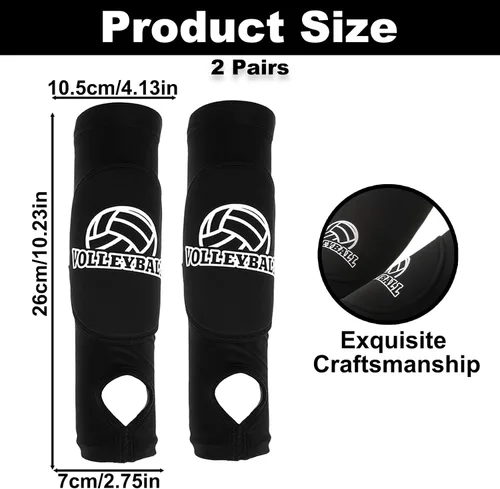 Vista 2 de 2 pares de mangas de brazo temáticas de voleibol con protección acolchada para el codo