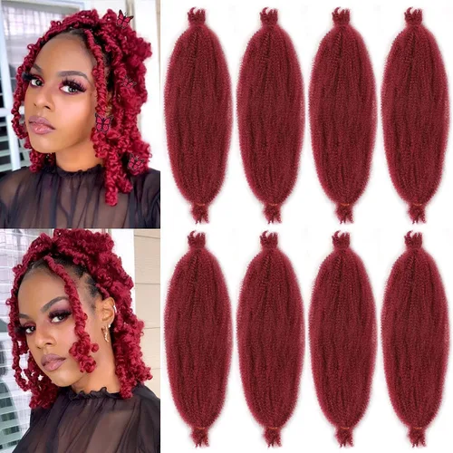 Vista 40 de Cabello de Envoltura Pre-Esponjado de 8 Pulgadas, 3 Paquetes, Cabello Afro Twist Pre-Separado Elástico para Locs, Cabello Afro Twist Negro Natural