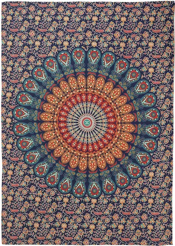 Vista 12 de Popular Handicrafts - Tapiz para colgar en la pared con diseño hippie de mandala bohemia, psicodélico, indio de pavo real, para meditación, gitano