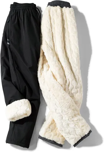 Vista 8 de Pantalones deportivos casuales con cordón para hombre, cintura elástica, a prueba de viento, pantalones de algodón cálido, ajuste regular