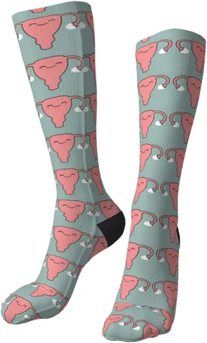 Vista 3 de Laswega hombres mujeres útero rosa calcetines divertidos locos impresos calcetines frescos verde menta deportes atléticos calcetines