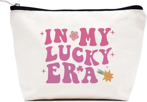 Vista 53 de LIBIHUA Bolsa de maquillaje para mujer, bolsa de cosméticos regalos para ella, bolsa de viaje femenina, Beige, 1 en mi era de Lacrosse Mom