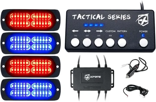 Vista 10 de Xprite Kit de 24 luces estroboscópicas LED ámbar de montaje en superficie con panel de control, conjuntos de luces de advertencia de emergencia