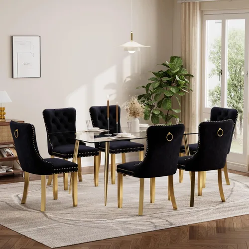Vista 101 de Baysitone Juego de mesa de comedor de cristal de 51 pulgadas para 4, juego de 5 piezas de comedor moderno, mesa de cocina rectangular de vidrio