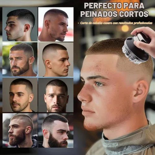 Vista 2 de Cortapelos para hombres, kit de corte de pelo eléctrico inalámbrico, profesional, impermeable, automático, recortador de pelo circular con pantalla