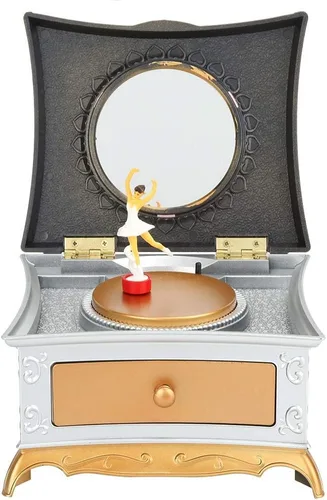 Vista 6 de Caja de joyería musical para niñas, caja de música ornamental, caja de joyería de música duradera, caja de joyería de música, decoración para regalo