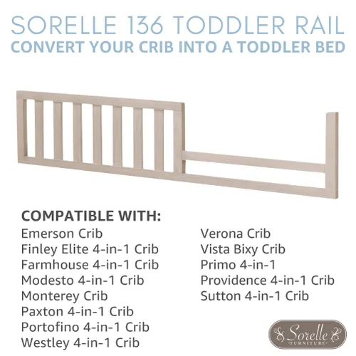 Vista 4 de Sorelle Furniture Rieles de cama para niños pequeños y de tamaño completo, kit de conversión de riel de cama y cuna, convierte la cuna en cama