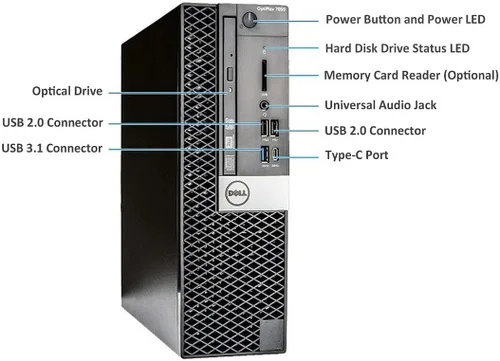 Vista 2 de Dell Computadora de escritorio OptiPlex 7050 SFF, Intel Core i7-7700 3.60GHz, 32GB DDR4 Ram 512GB NVMe M.2 SSD, WiFi y Bluetooth integrados, HDMI