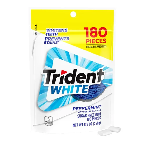 Vista 7 de Trident Goma de mascar blanca sin azúcar con xilitol, menta, 180 bolsas resellables a granel (paquete de 16)