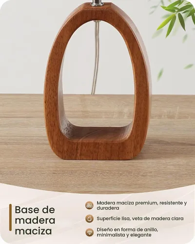 Vista 5 de LE07TLP205 - Juego de 2 lámparas de mesa de madera, lámpara de noche pequeña de 14.2 pulgadas con pantalla de lino beige y base de madera de perlado
