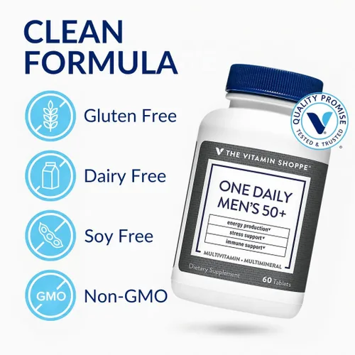 Vista 3 de The Vitamin Shoppe Brand One Daily - Multivitamínico multimineral para hombres con magnesio, zinc, calcio y más, estrés energético y apoyo