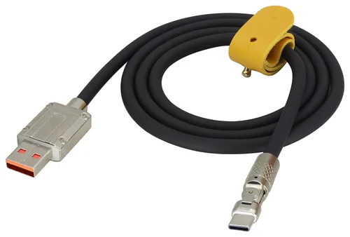 Vista 2 de Cable USB C tipo C, cable de silicona de carga rápida tipo C, macho a USB A macho, con rotación de 180°, carga rápida Ca-ble compatible con Sam-Sung