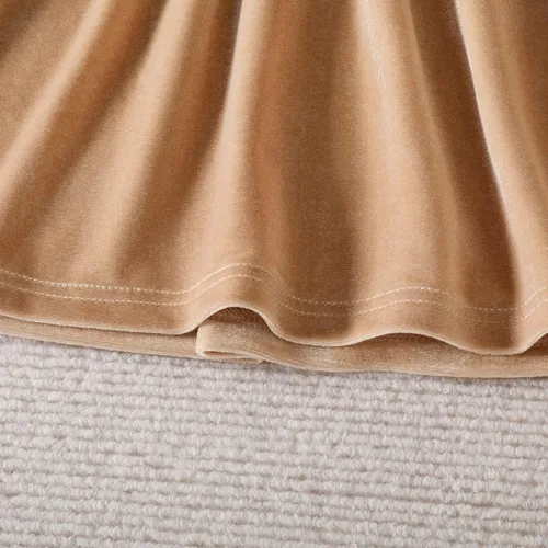 Vista 6 de IMEKIS Vestido de terciopelo de Navidad para niñas pequeñas, vestido de fiesta para bebés, otoño, invierno, volantes, manga larga, vestido de noche