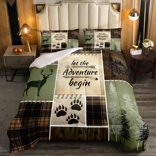 Vista 17 de Erosebridal Juego de edredón rústico de ciervos para niños, adolescentes y adultos, juego de ropa de cama tamaño individual con temática de caza