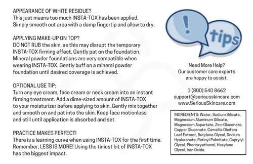 Vista 6 de Serious Skincare INSTA-TOX Suero Instantáneo Alisador de Arrugas - Relleno Facial Mejora la Apariencia de Líneas, Poros y Arrugas Profundas - Tensor