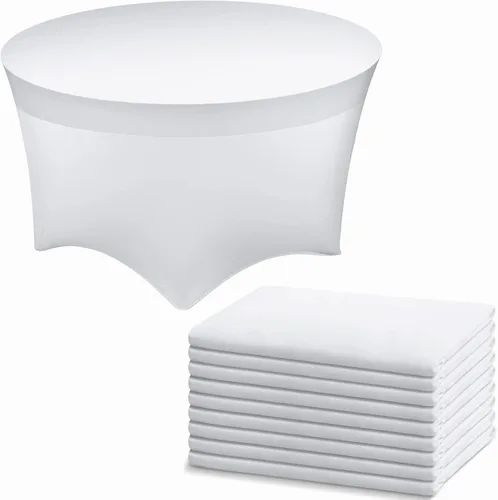 Vista 14 de Buryeah Mantel redondo elástico de 5 pies de elastano, lavable a máquina, 60 pulgadas, mantel elástico ajustable para mesa redonda para bodas