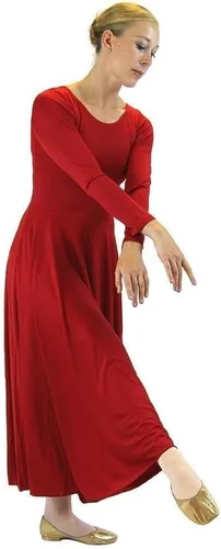 Vista 6 de Danzcue Vestido de Baile para Mujeres de Alabanza, Largo, Manga Larga, Corte Holgado Azul aguamarina