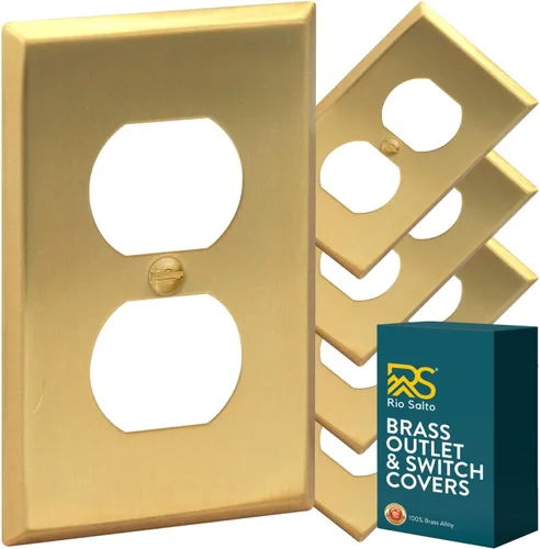 Vista 43 de Rio Salto Placa de pared de metal dorado en latón Placa de salida en blanco Cubierta para tomas de corriente no utilizadas Interruptor de pared de 1